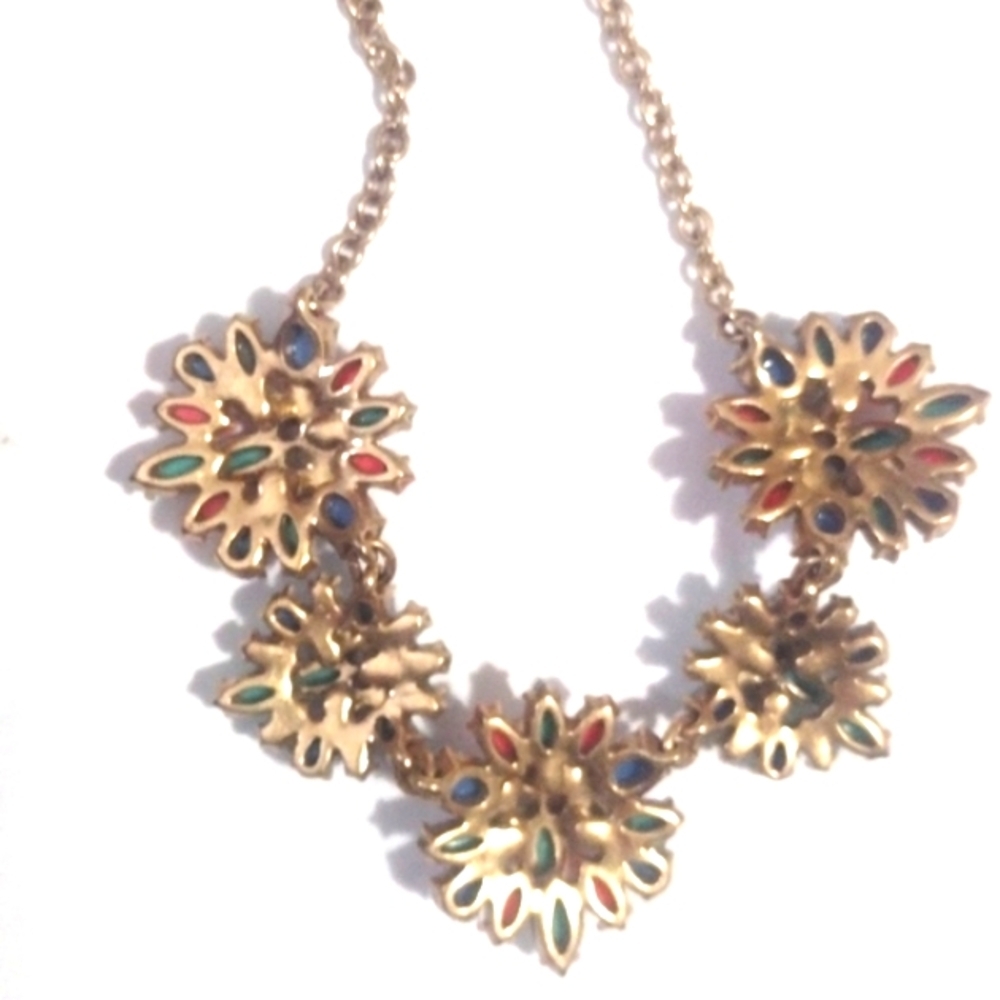 J. CREW PASTEL EPOXY RESIN AND CRYSTAL STONE GOLD-TONE BIB 17-19" NECKLACE - Picture 8 of 12